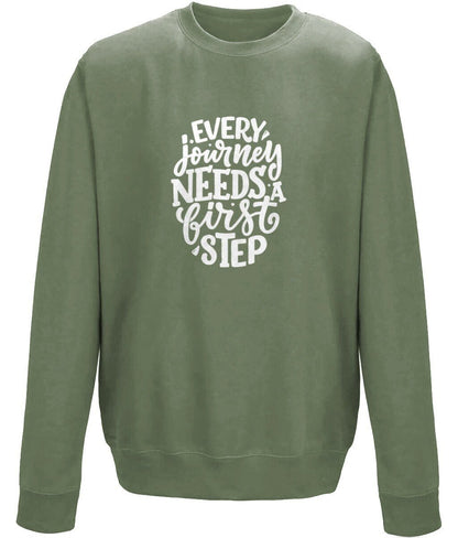 Every journey needs a first step Unisex Sweatshirt - BoundlessLoveStore - X-Small - Earthy Green - College Sweatshirt