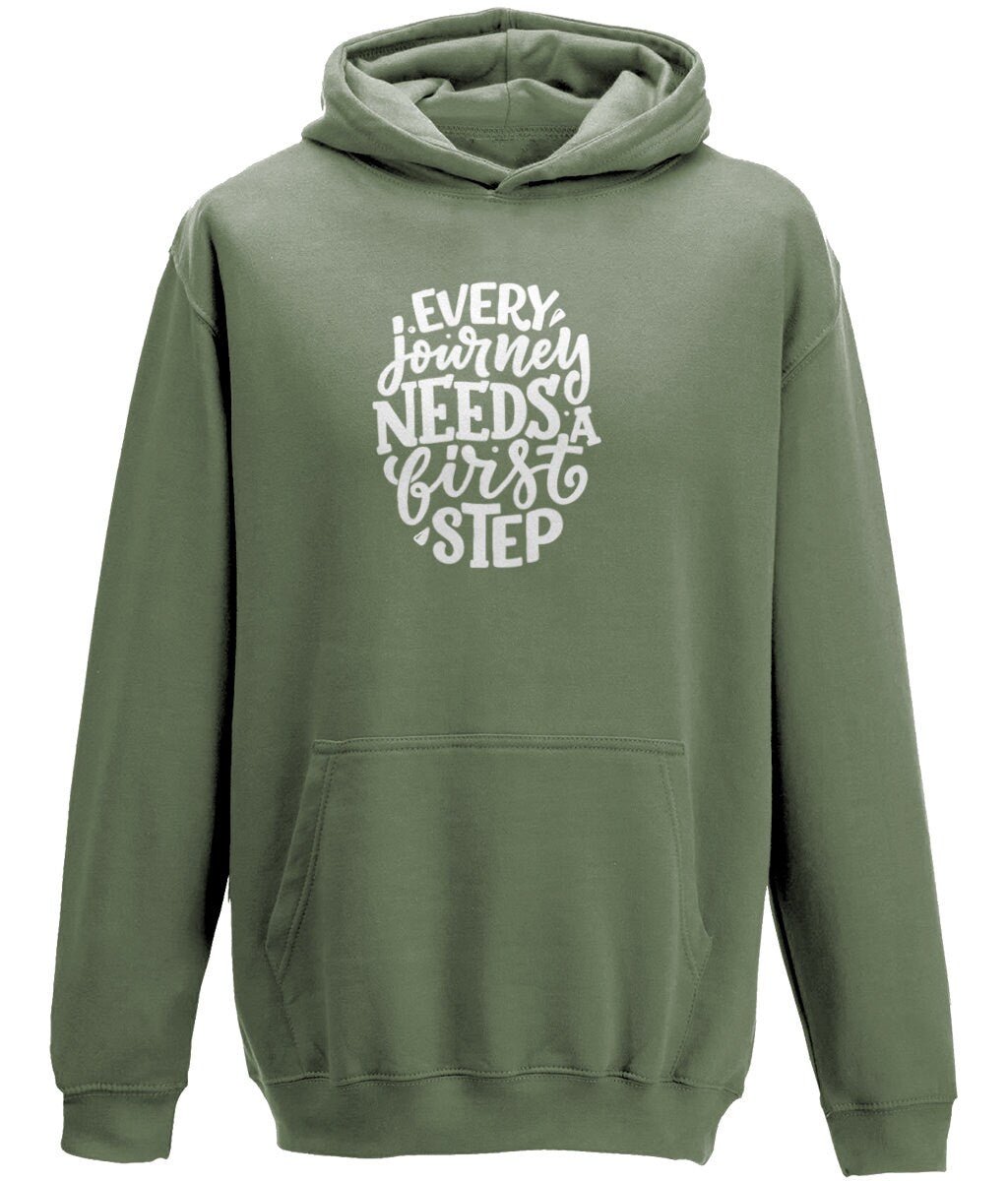 Every journey needs a first step Gym Unisex Hoodie - BoundlessLoveStore - X-Small - Storm Grey - Clothing - College Hoodies