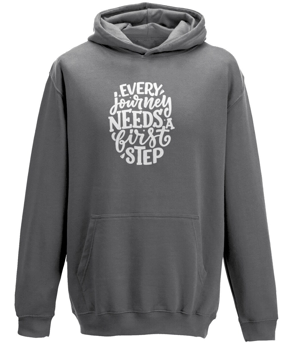 Every journey needs a first step Gym Unisex Hoodie - BoundlessLoveStore - X-Small - Storm Grey - Clothing - College Hoodies