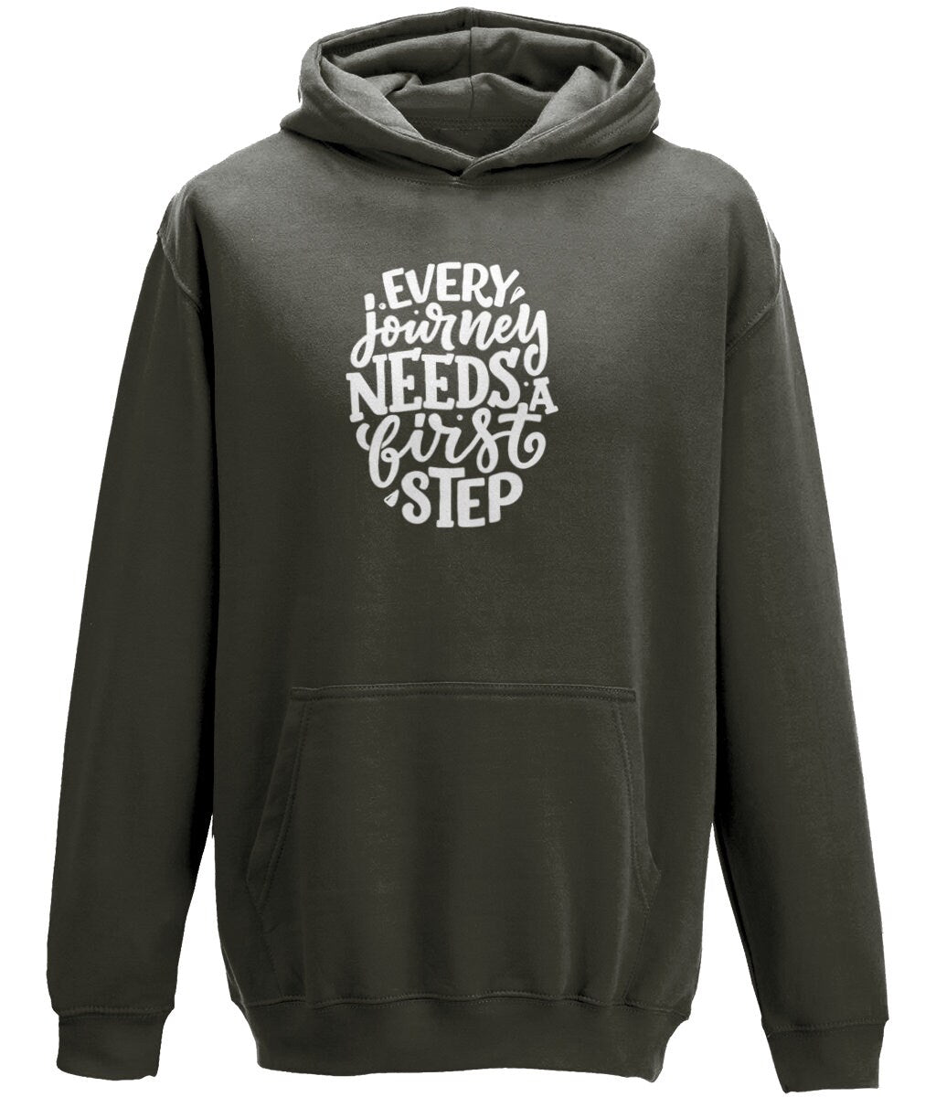 Every journey needs a first step Gym Unisex Hoodie - BoundlessLoveStore - X-Small - Storm Grey - Clothing - College Hoodies