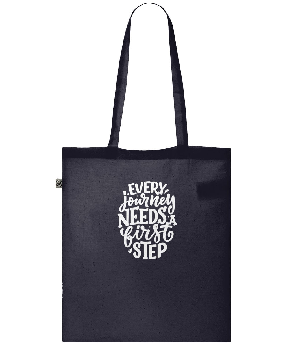 Every Journey Needs A First Step Tote Bag - BoundlessLoveStore - Dark Navy Blue - Bags & Purses  Birthday Gifts- eco-friendly