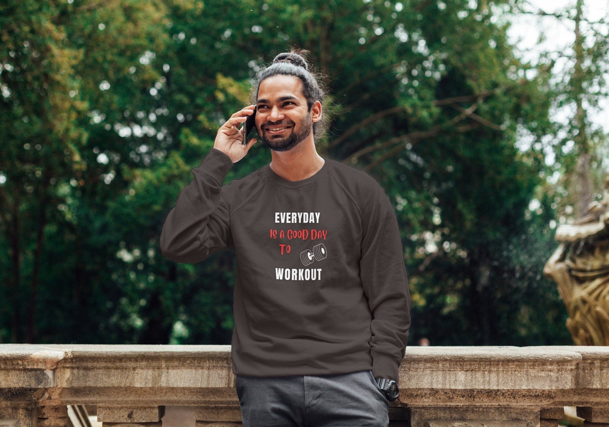 Everyday is a good day to workout Unisex Sweatshirt - BoundlessLoveStore - X-Small - Charcoal - Clothing -College Sweatshirt