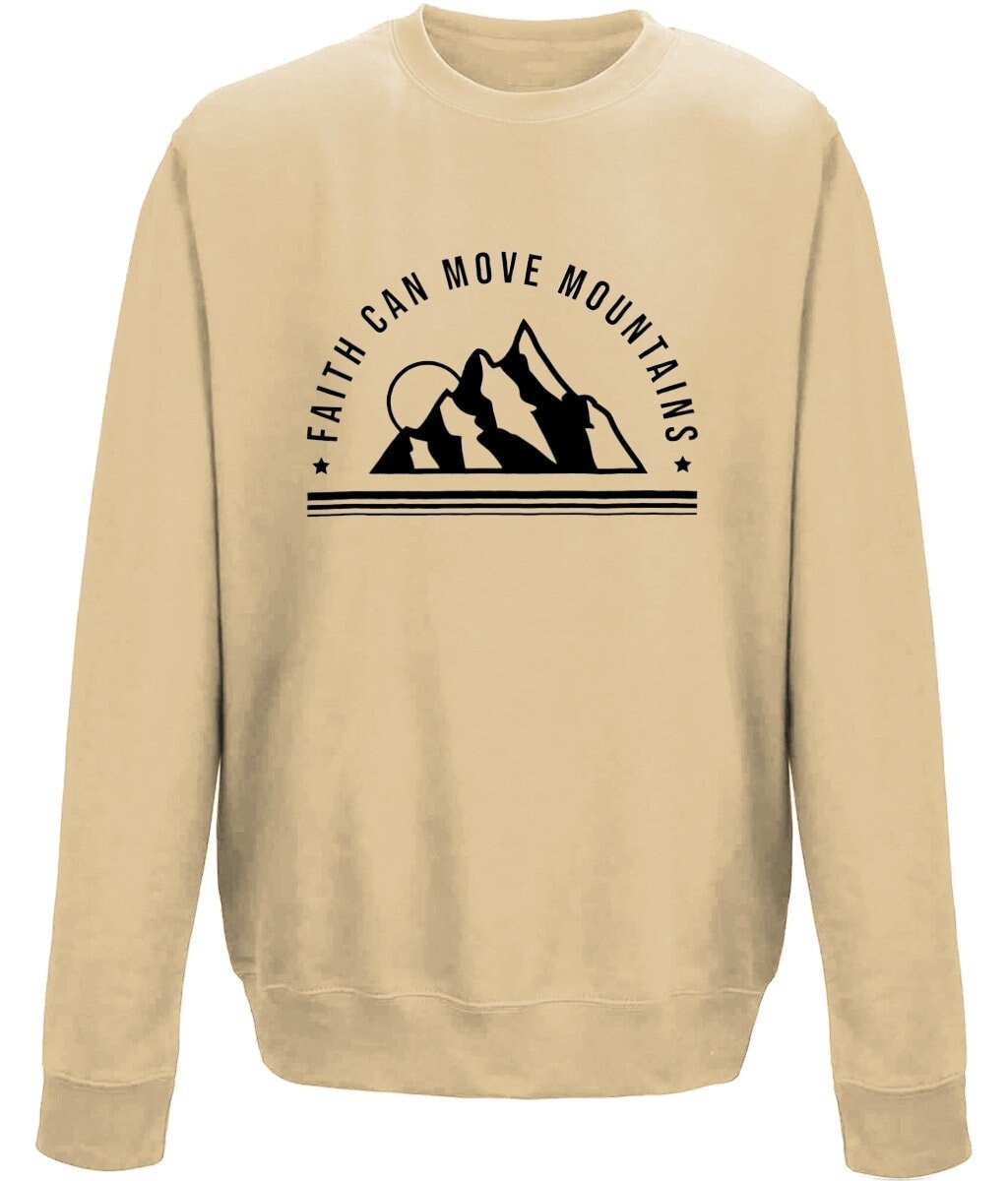 Faith Can Move Mountain unisex  sweatshirt - BoundlessLoveStore - X-Small - Baby Pink - Christian Sweatshirt - Clothing