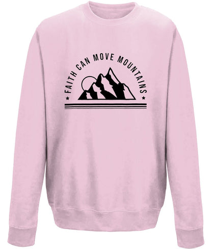 Faith Can Move Mountain unisex  sweatshirt - BoundlessLoveStore - X-Small - Baby Pink - Christian Sweatshirt - Clothing