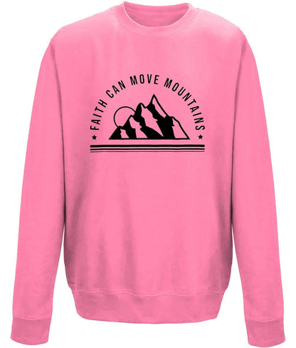 Faith Can Move Mountain unisex sweatshirt - BoundlessLoveStore - X-Small - Candyfloss Pink - Christian Sweatshirt - Clothing