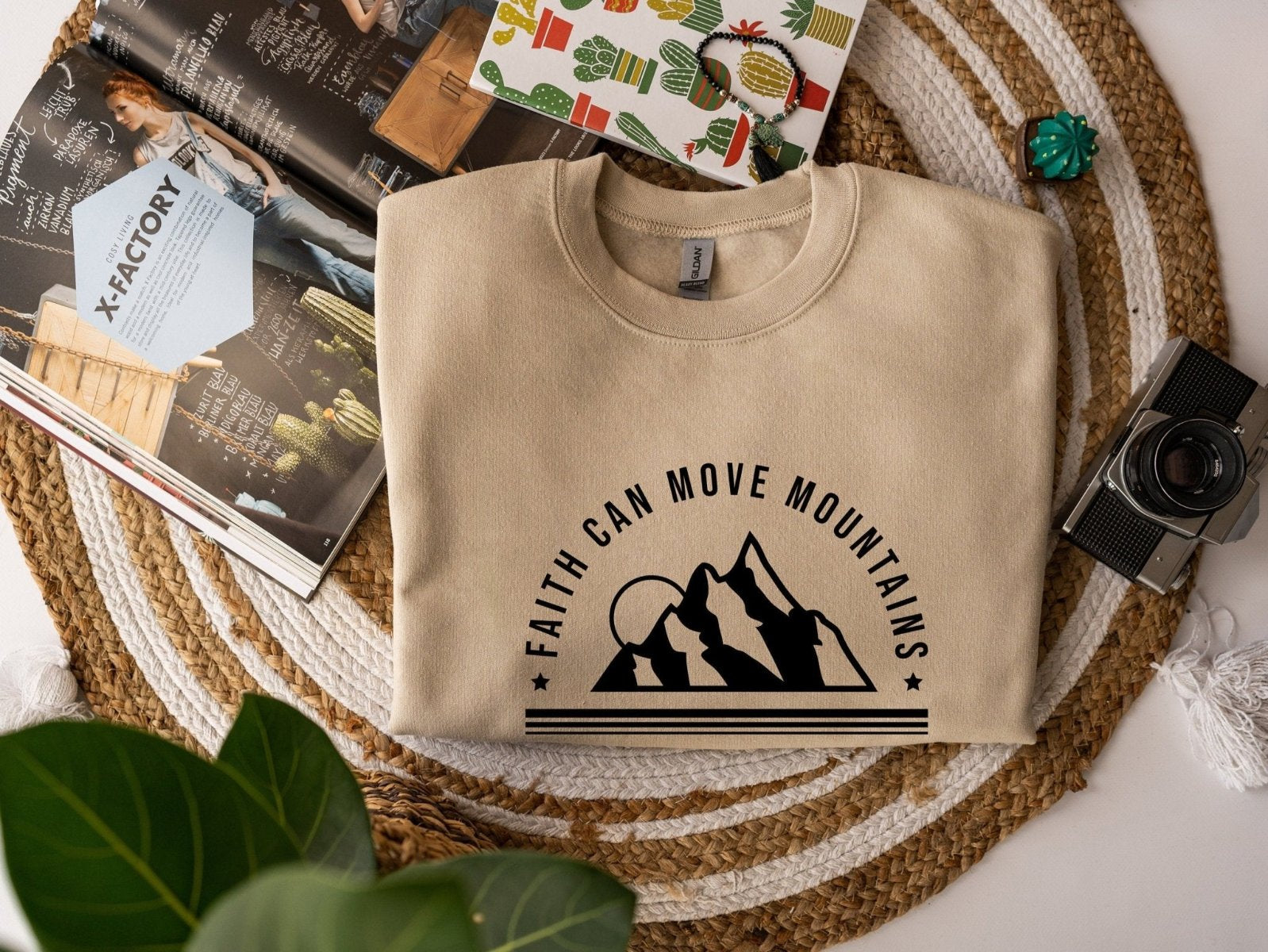 Faith Can Move Mountain unisex sweatshirt - BoundlessLoveStore - X-Small - Desert Sand - Christian Sweatshirt - Clothing