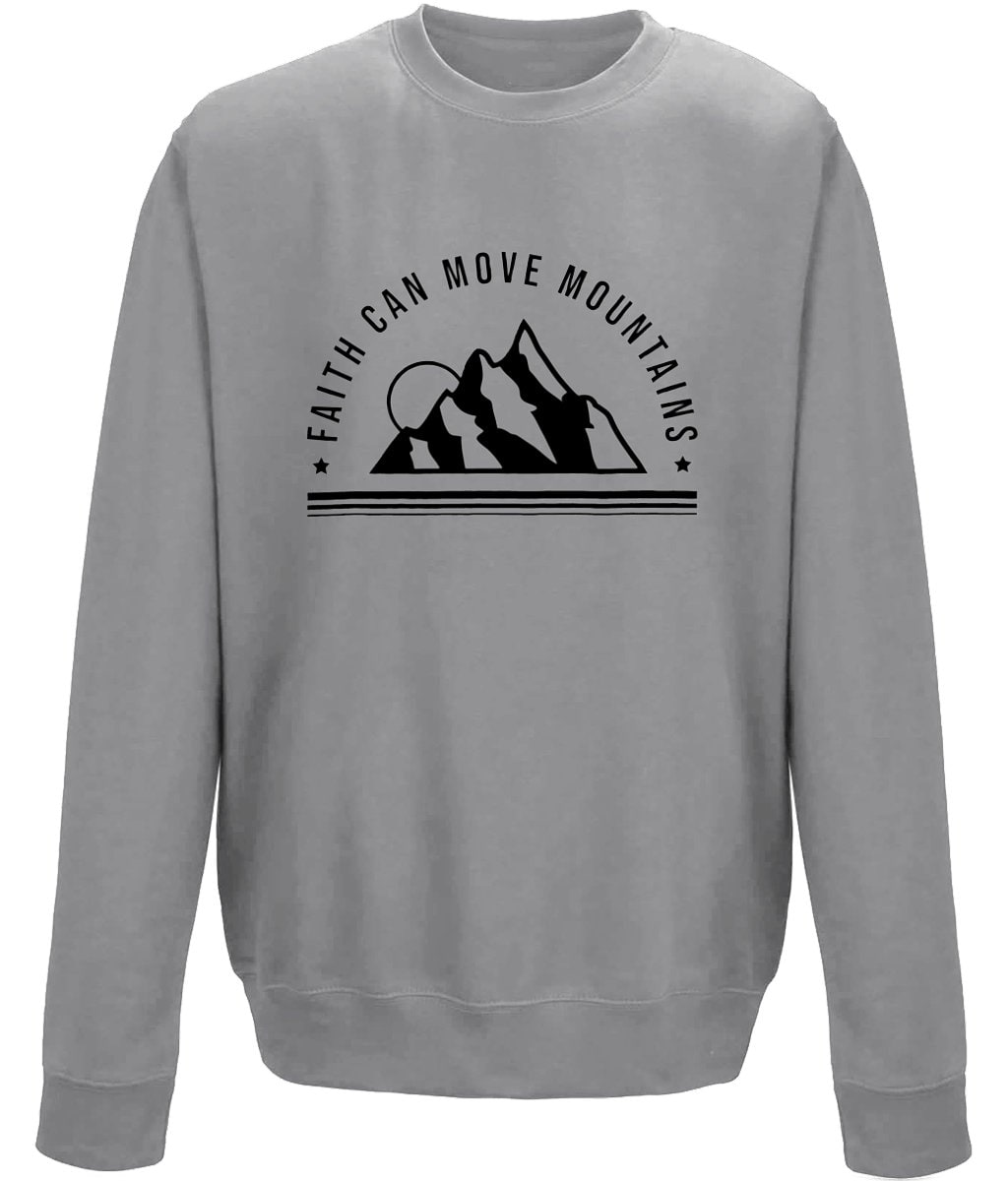 Faith Can Move Mountain unisex sweatshirt - BoundlessLoveStore - X-Small - Graphite Heather - Christian Sweatshirt - Clothing