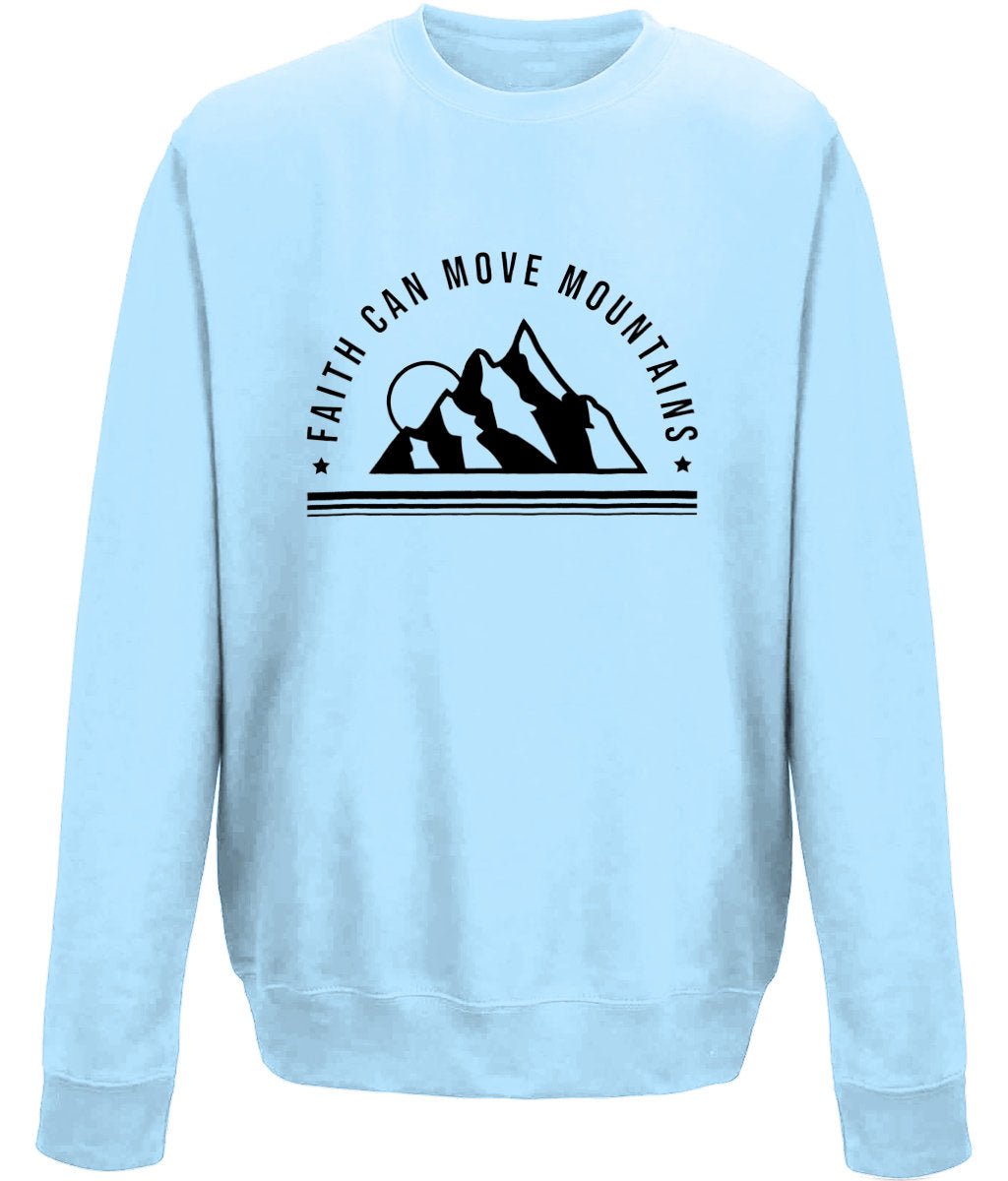 Faith Can Move Mountain unisex  sweatshirt - BoundlessLoveStore - X-Small - Sky Blue - Christian Sweatshirt - Clothing