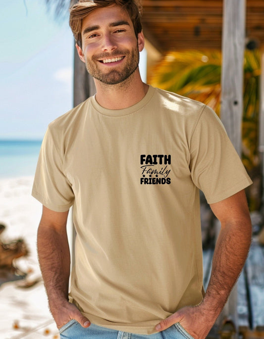 Faith Family Friends Unisex T-Shirt, Faith T-Shirts - BoundlessLoveStore - Sand - Small -