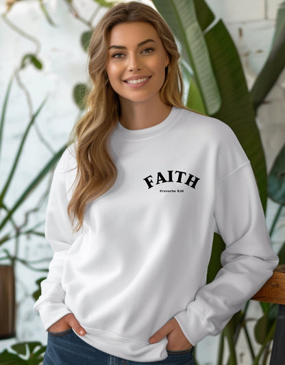 Faith unisex crew neck sweatshirt - BoundlessLoveStore - X-Small - Arctic White - Christian Sweatshirt - Clothing