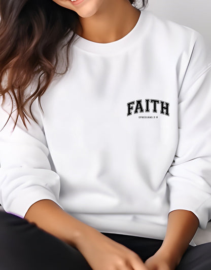 Faith unisex crew neck sweatshirt - BoundlessLoveStore - X-Small - Arctic White - Christian Sweatshirt - Clothing