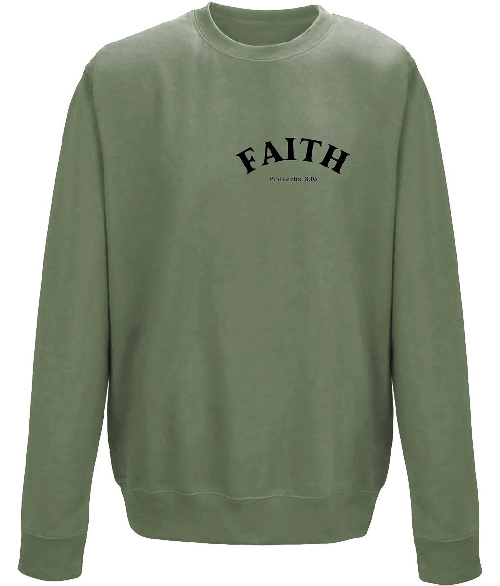 Faith unisex crew neck sweatshirt - BoundlessLoveStore - X-Small - Earthy Green - Christian Sweatshirt - Clothing