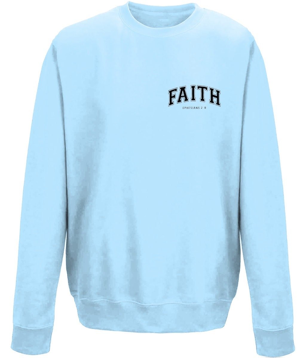 Faith unisex crew neck sweatshirt - BoundlessLoveStore - X-Small - Sky Blue - Christian Sweatshirt - Clothing