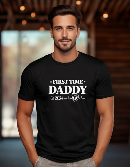 First Time DADDY EST. 2024 T-Shirt, Father's Day Gift - BoundlessLoveStore - Black - Small - Clothing - cool dad shirt