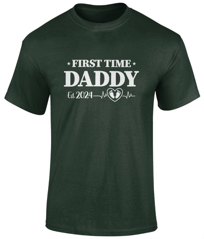 First Time DADDY EST. 2024 T-Shirt, Father's Day Gift - BoundlessLoveStore - Forest - Small - Clothing - cool dad shirt