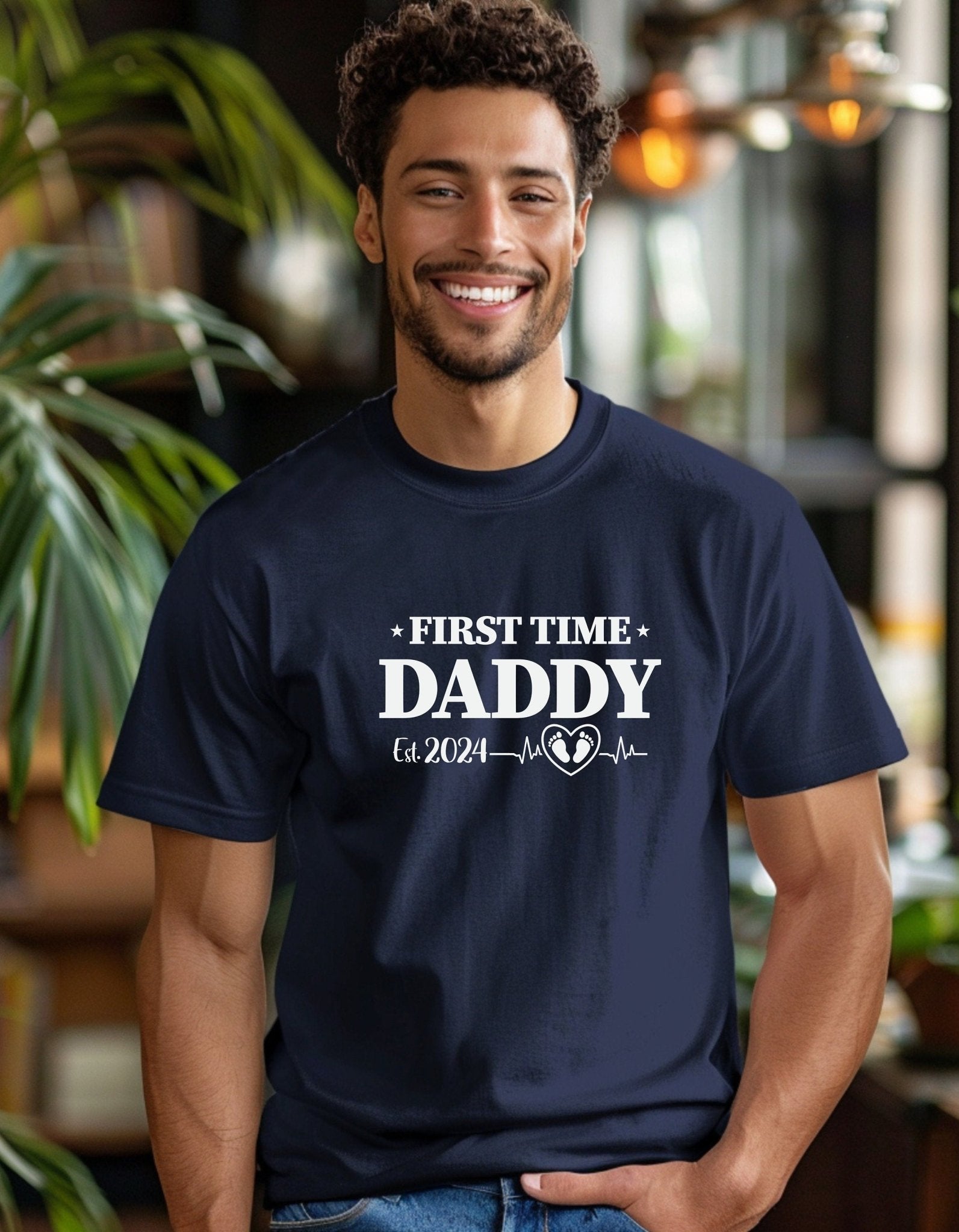 First Time DADDY EST. 2024 T-Shirt, Father's Day Gift - BoundlessLoveStore - Navy - Small - Clothing - cool dad shirt