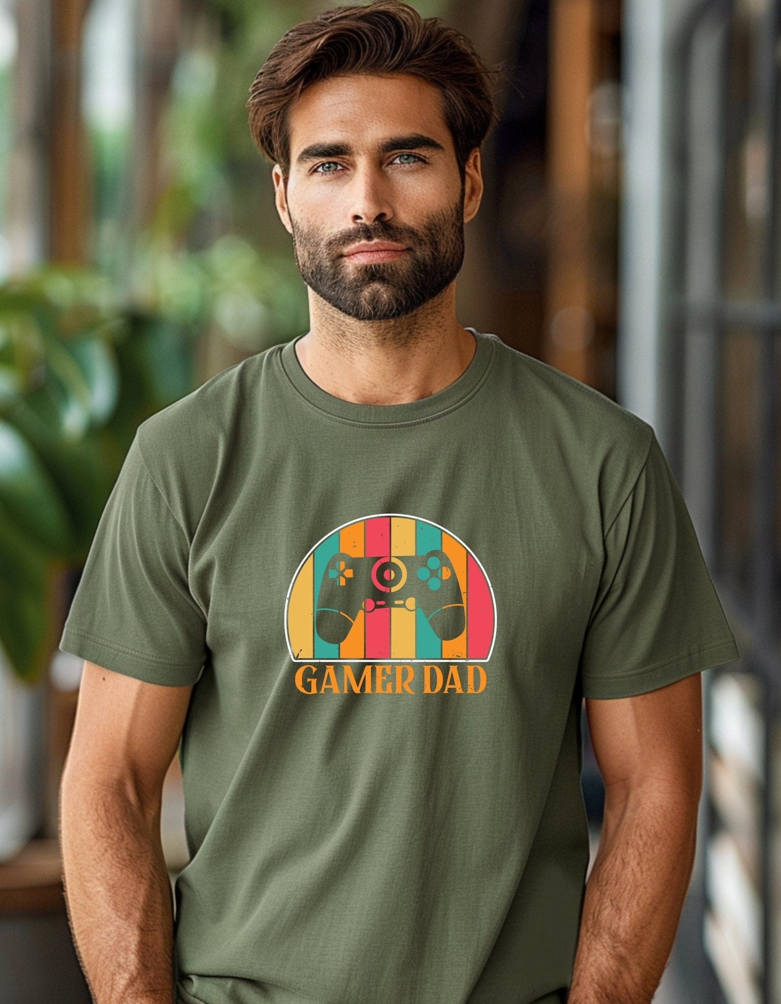 Gamer Dad T-Shirt, Father's Day Gift, Funny Daddy's Tee - BoundlessLoveStore - Military Green - Small - Clothing -