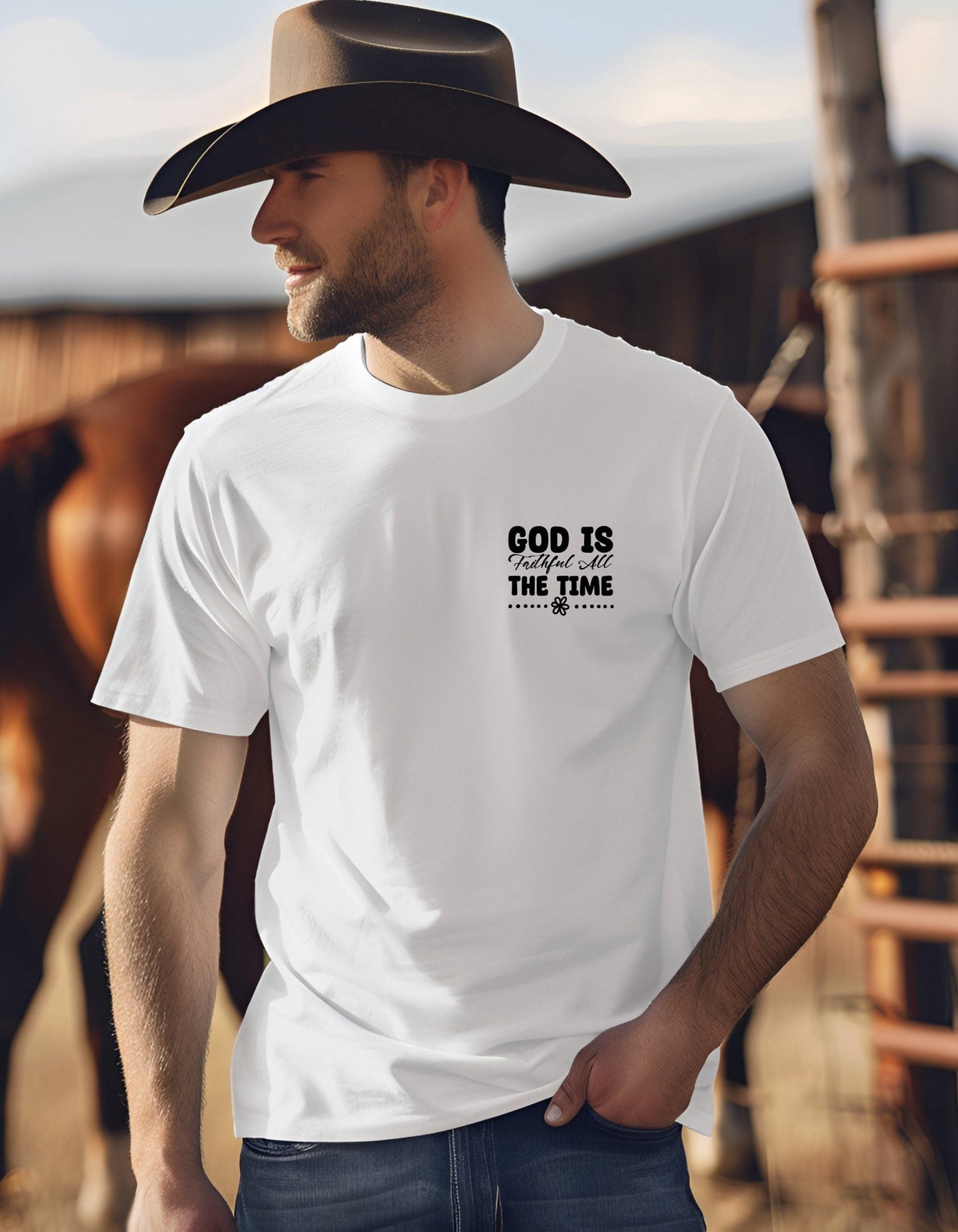 God Is Faithful All The Time Unisex Christian T- Shirt, Faith T-Shirts - BoundlessLoveStore - White - Small