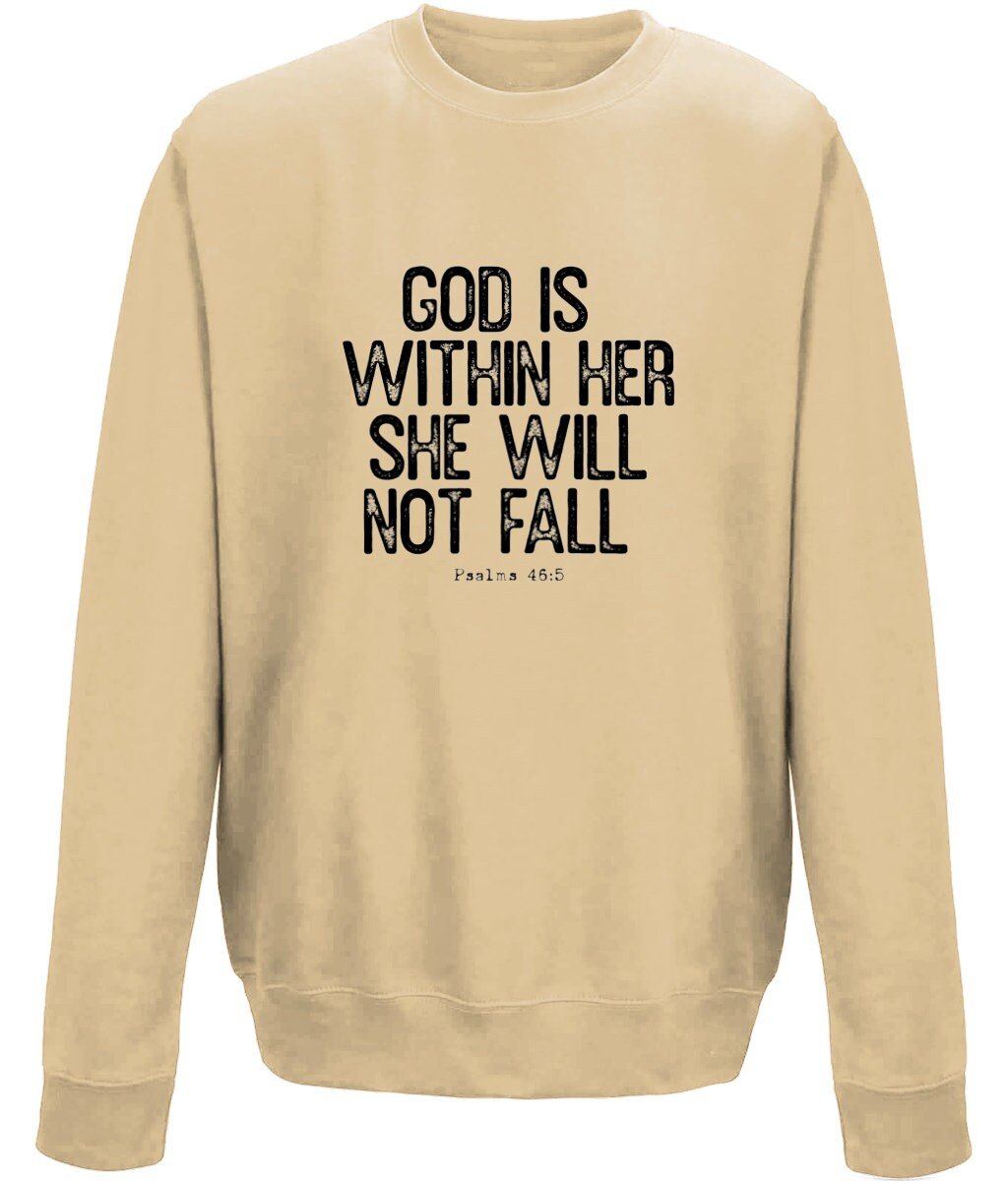 God Is Within Her unisex crew neck sweatshirt - BoundlessLoveStore - X-Small - Desert Sand - Christian Sweatshirt - Clothing