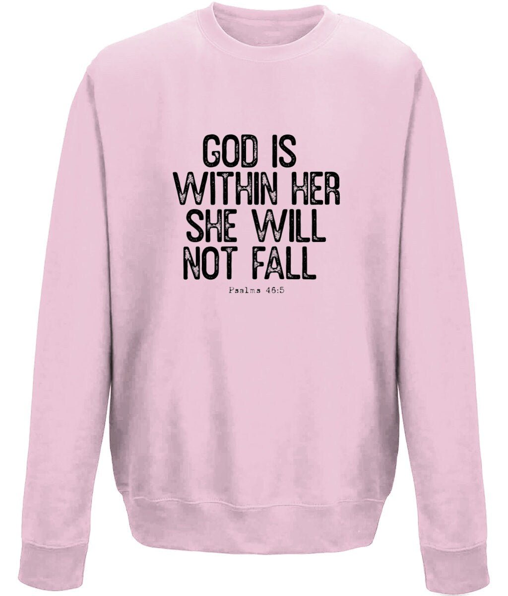 God Is Within Her unisex crew neck sweatshirt - BoundlessLoveStore - X-Small - Baby Pink - Christian Sweatshirt - Clothing