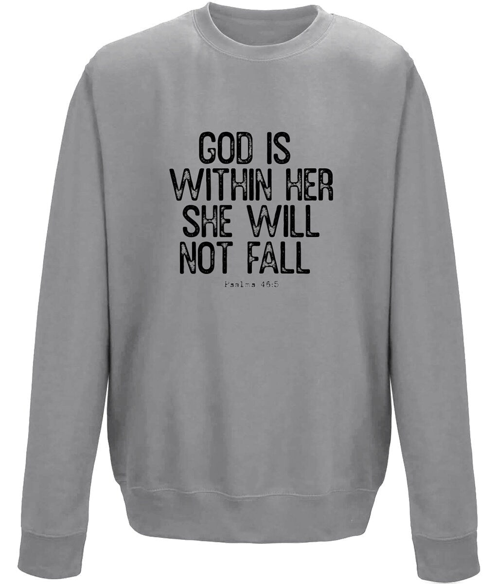 God Is Within Her unisex sweatshirt - BoundlessLoveStore - X-Small - Graphite Heather - Christian Sweatshirt - Clothing