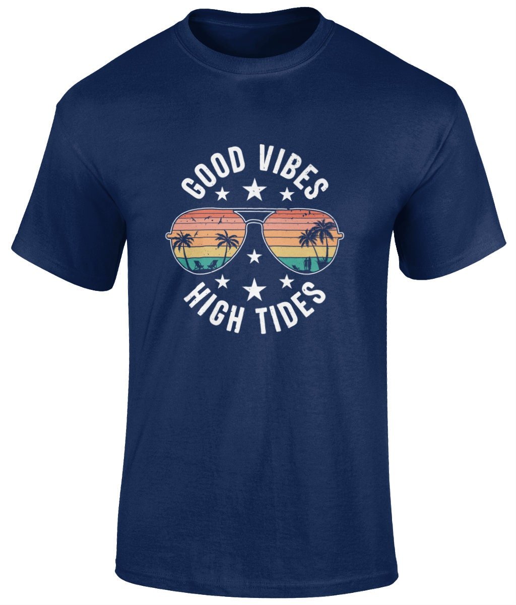 Good vibes high tides T-Shirt, Graphic Unisex Tee - BoundlessLoveStore - Forest - Small - artisan print - beach vibes