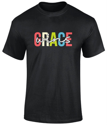 Grace wins Unisex Christian T- Shirt, Faith T-Shirts - BoundlessLoveStore - Black - Small - christian t shirts -