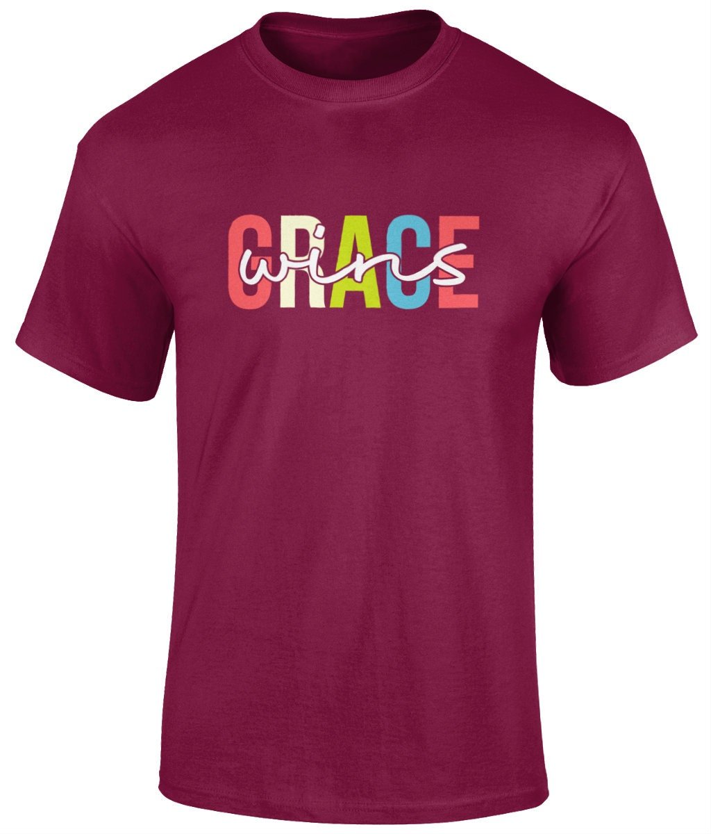 Grace wins Unisex Christian T- Shirt, Faith T-Shirts - BoundlessLoveStore - Cardinal Red - Small