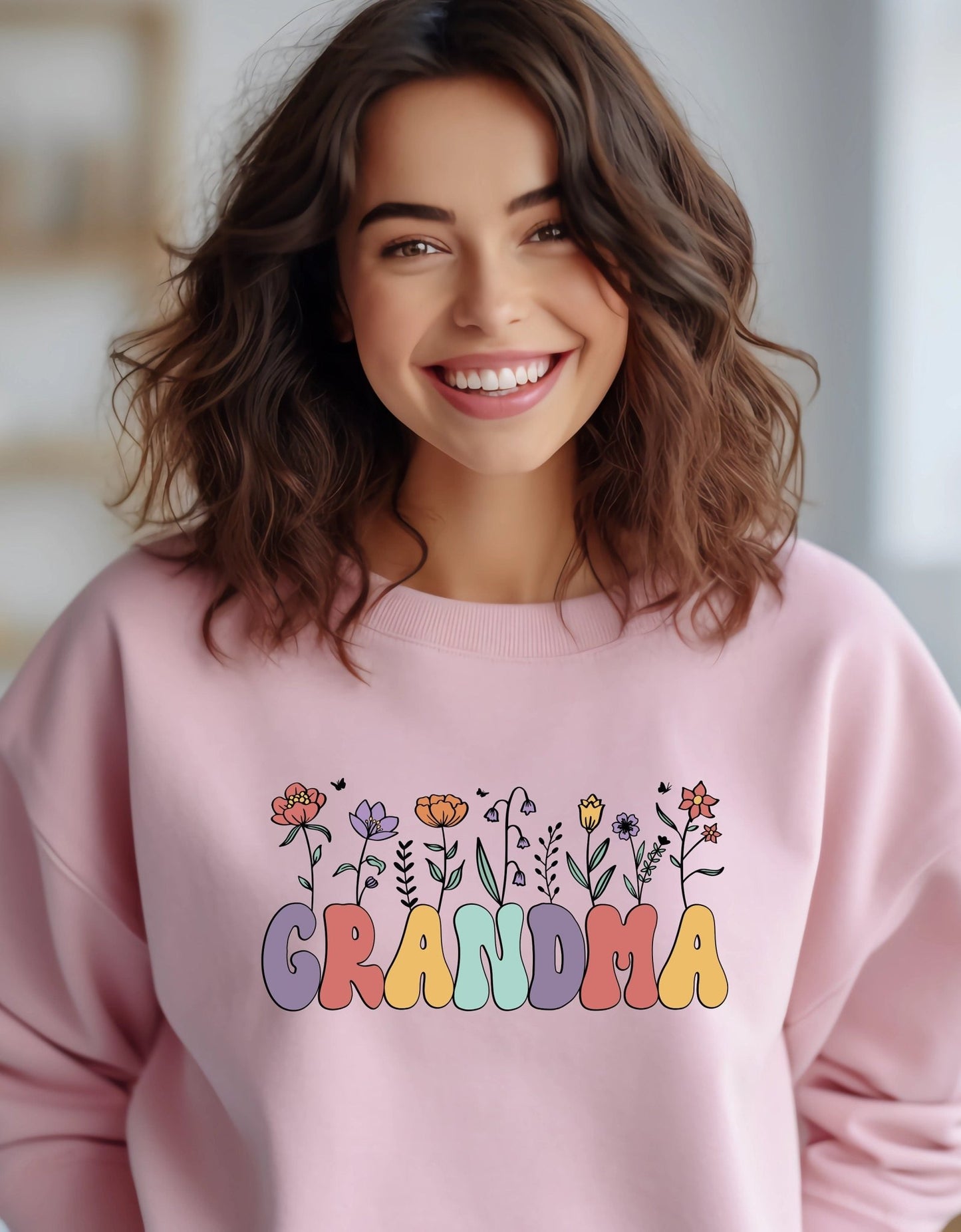 Grandma mother's day crew neck sweatshirt - BoundlessLoveStore - X-Small - Baby Pink - Custom Mom Sweater - Custom Mum Jumper