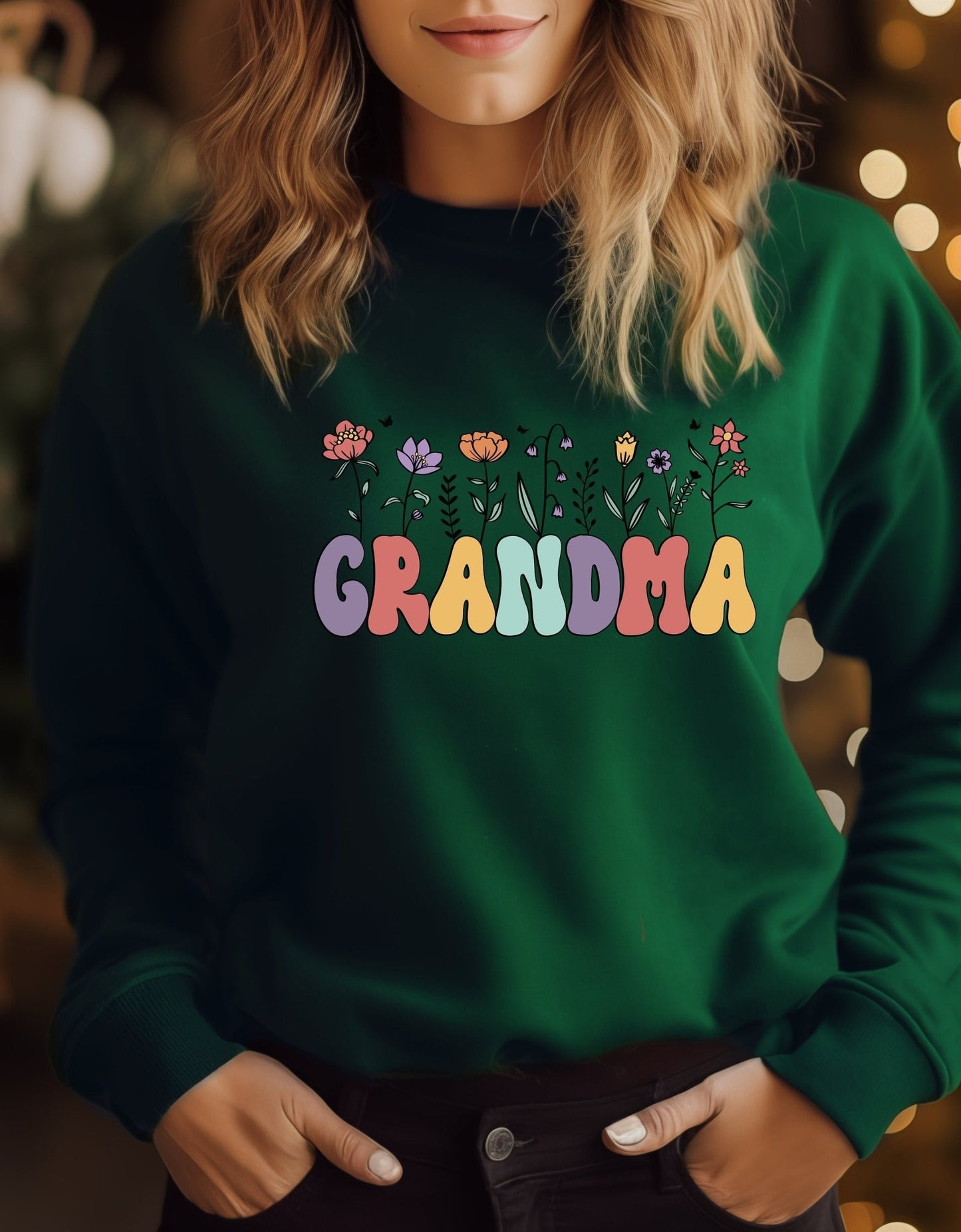 Grandma mother's day sweatshirt - BoundlessLoveStore - X-Small - Forest Green - Custom Mom Sweater - Custom Mum Jumper