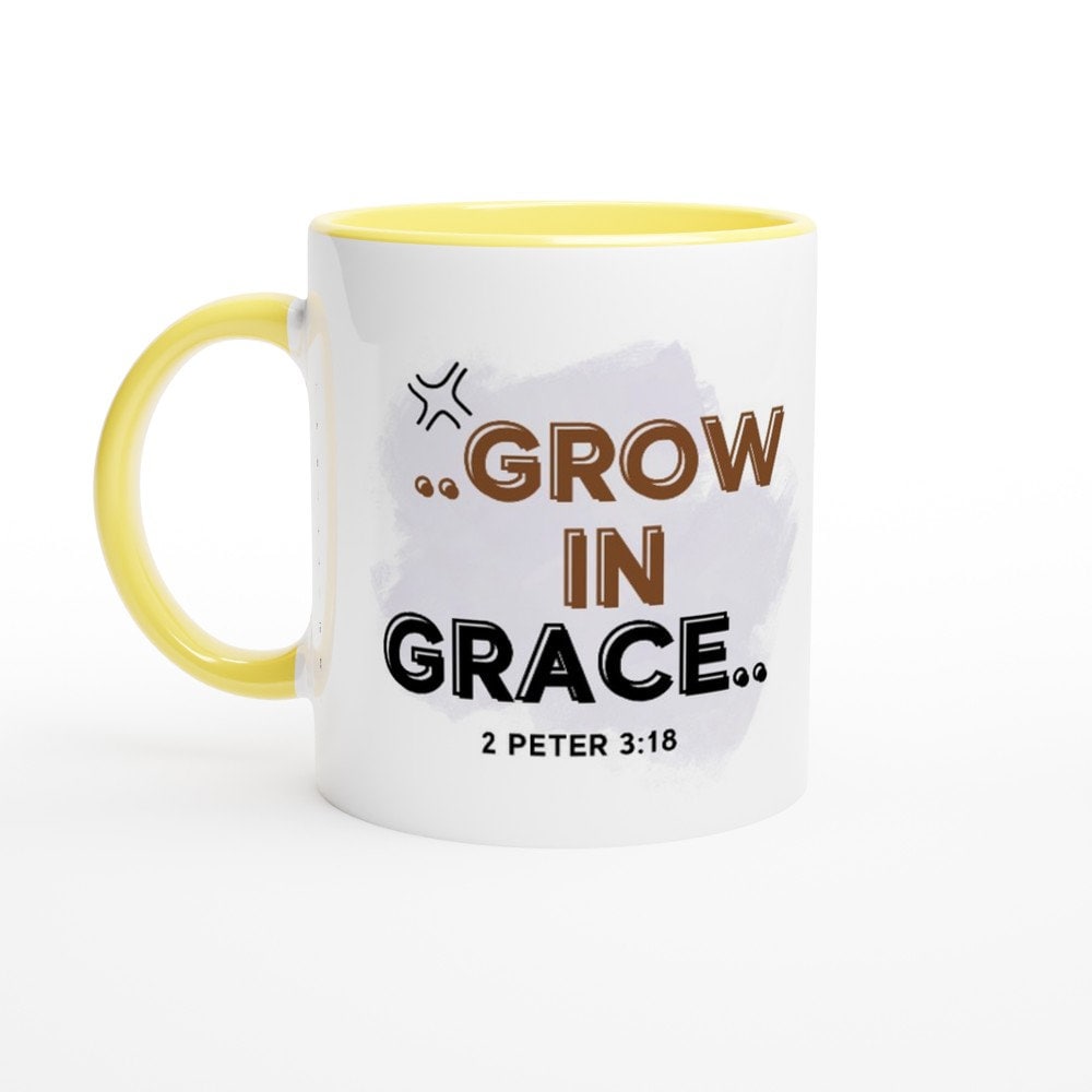 Grow in Grace mug - BoundlessLoveStore - Yellow - birthday gift friend - Christian mug gift- Faith Mug- Gift Idea