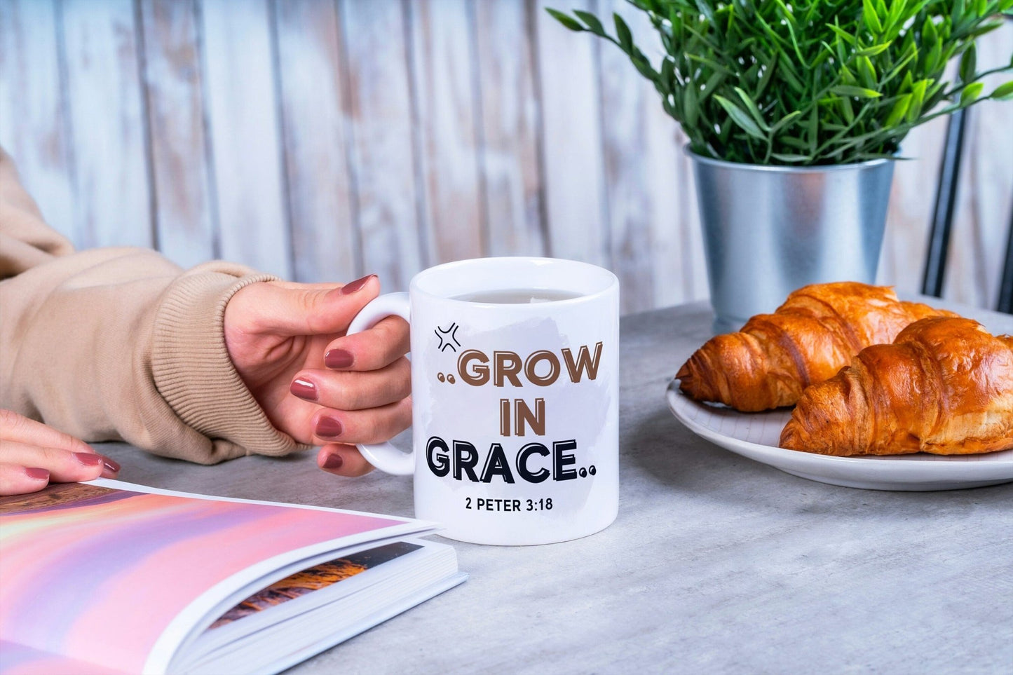 Grow in Grace mug - BoundlessLoveStore - Yellow - birthday gift friend - Christian mug gift- Faith Mug- Gift Idea