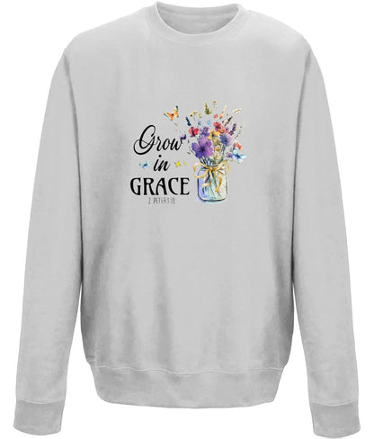 Grow In Grace unisex crew neck sweatshirt - BoundlessLoveStore - X-Small - Heather Grey - Christian Sweatshirt - Clothing