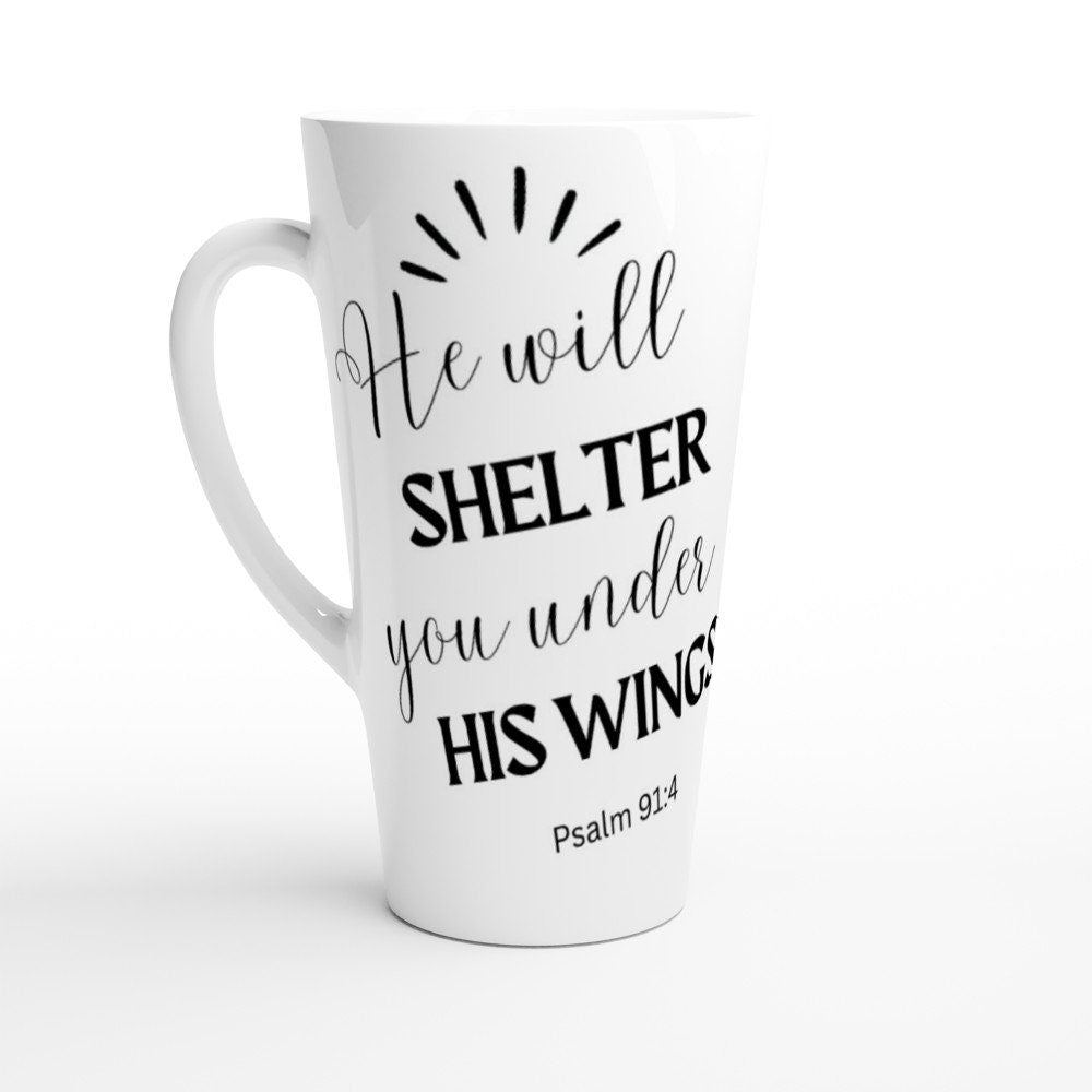 He will shelter you under his wings jumbo latte mug - BoundlessLoveStore - - birthday gift friend - Christian mug gift