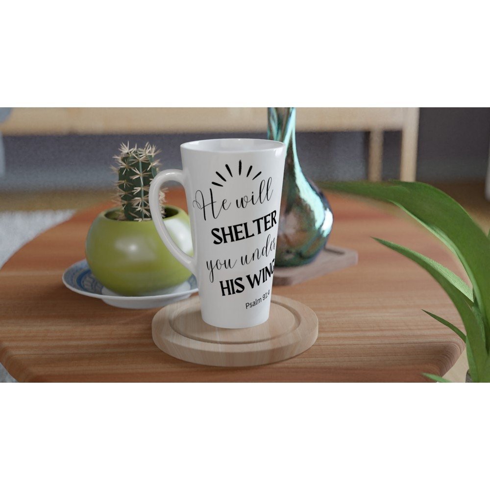 He will shelter you under his wings jumbo latte mug - BoundlessLoveStore - - birthday gift friend - Christian mug gift