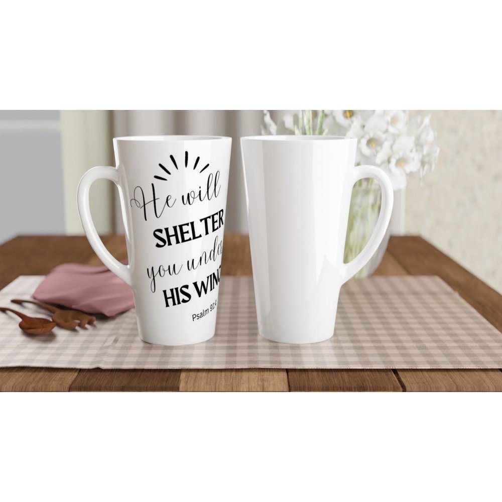 He will shelter you under his wings jumbo latte mug - BoundlessLoveStore - - birthday gift friend - Christian mug gift