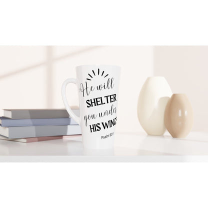 He will shelter you under his wings jumbo latte mug - BoundlessLoveStore - - birthday gift friend - Christian mug gift