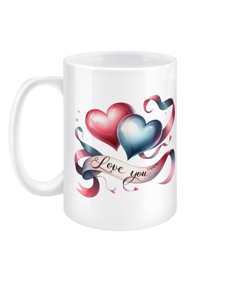 Hearts Love you Valentine's Mug - BoundlessLoveStore -  Drinkware- Valentine gift idea