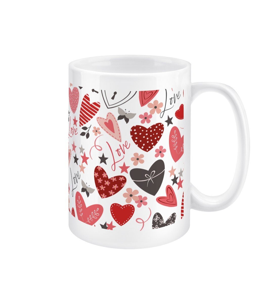 Hearts Love you Valentine's Mug - BoundlessLoveStore -  Drinkware- Valentine gift idea