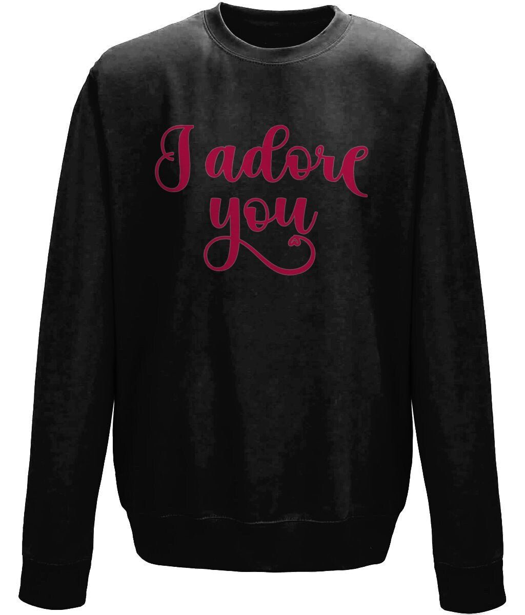 I adore you valentine sweatshirt - BoundlessLoveStore - X-Small - Jet Black - couple sweatshirt - crewneck sweatshirt