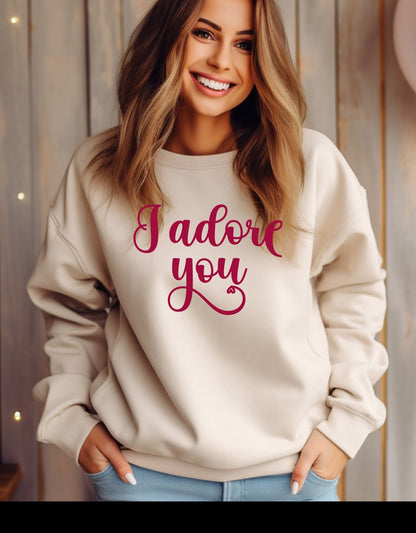 I adore you valentine  sweatshirt - BoundlessLoveStore - X-Small - Nude - couple sweatshirt - crewneck sweatshirt