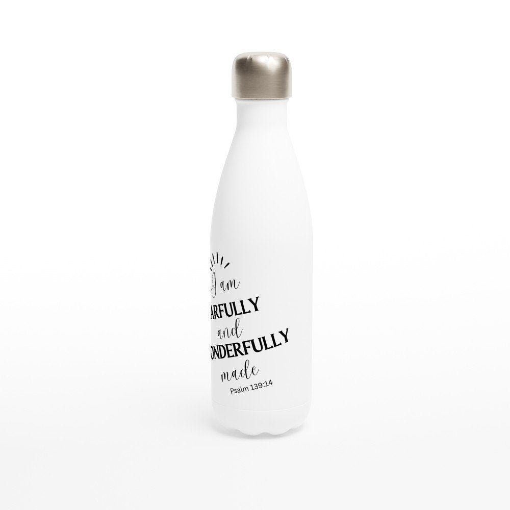 I am fearfully and wonderfully made water bottle - BoundlessLoveStore - - Christian Gifts - Christmas cycling