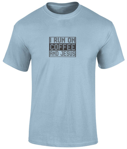 I Run On Coffee And Jesus Unisex T-Shirt, Faith T-Shirts - BoundlessLoveStore - Blue - Christian t shirts - Christian tee