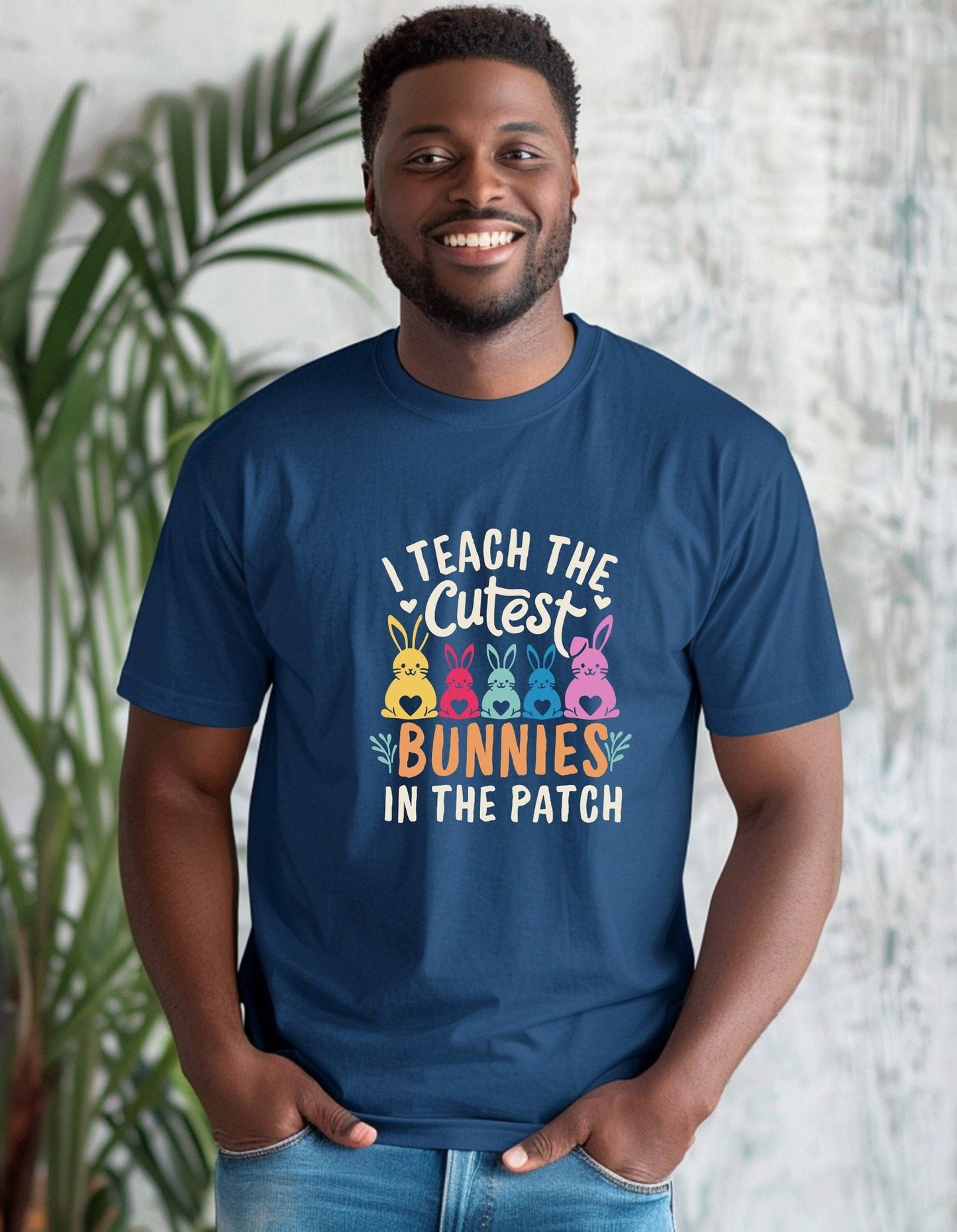 I Teach The Cutest Bunnies In The Patch Tee Shirt, Funny Unisex T- Shirt - BoundlessLoveStore - Indigo Blue - Small -