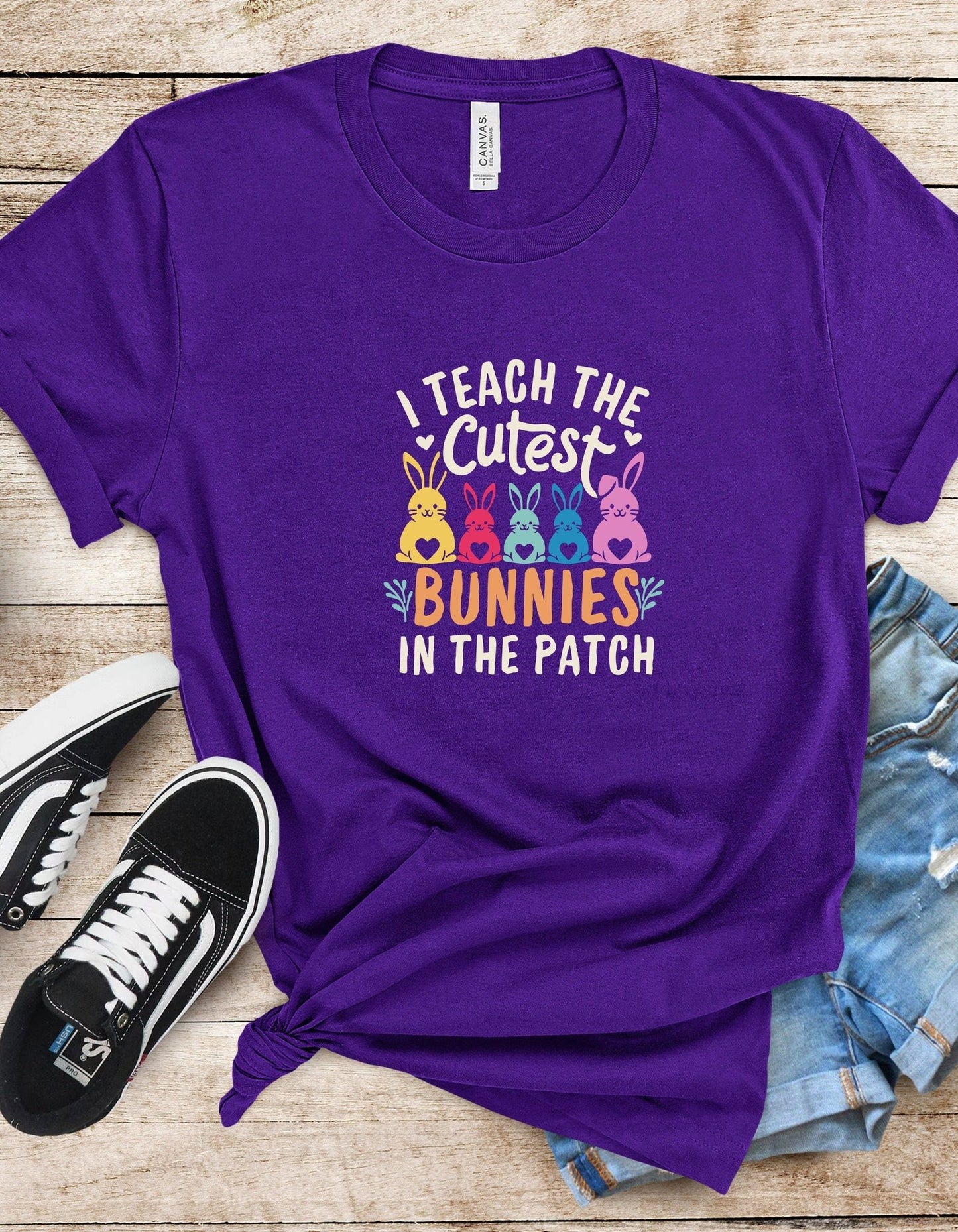 I Teach The Cutest Bunnies In The Patch Tee Shirt, Funny Unisex T- Shirt - BoundlessLoveStore - Purple - Small