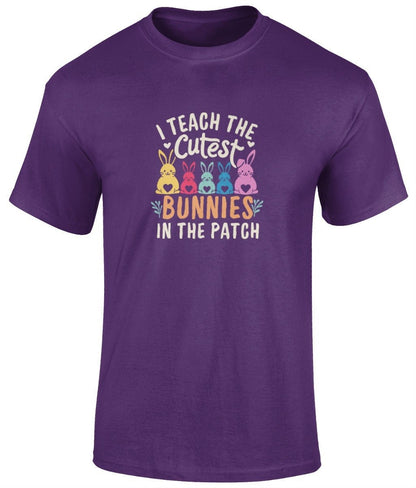 I Teach The Cutest Bunnies In The Patch Tee Shirt, Funny Unisex T- Shirt - BoundlessLoveStore - Purple - Small -