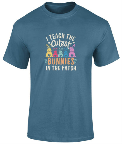 I Teach The Cutest Bunnies In The Patch Tee Shirt, Funny Unisex T- Shirt - BoundlessLoveStore - Indigo blue - Small