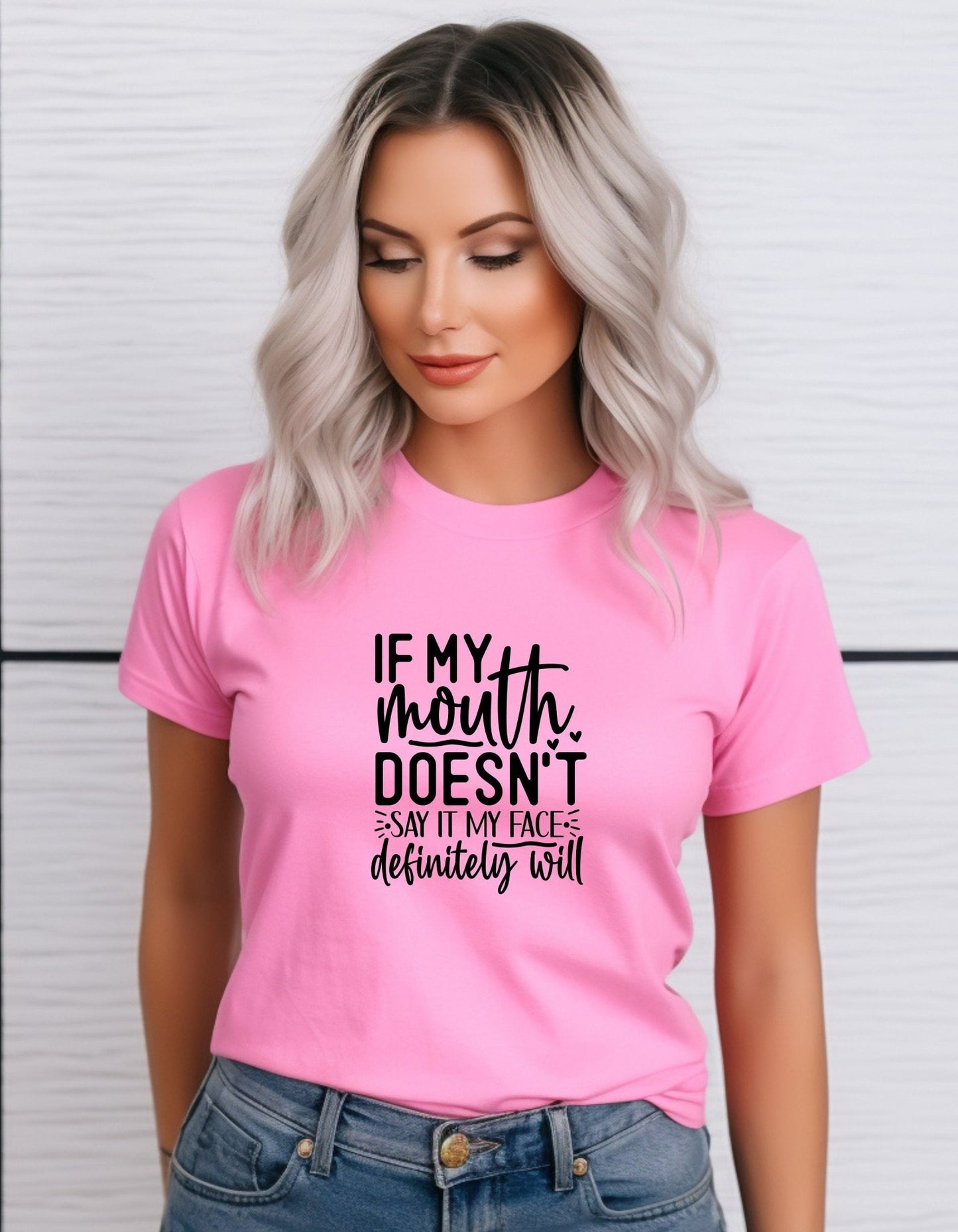 If My Mouth Doesn't Say It My Face Definitely Will Tee Shirt, Funny Unisex Tee - BoundlessLoveStore - Azelea - Small - campy