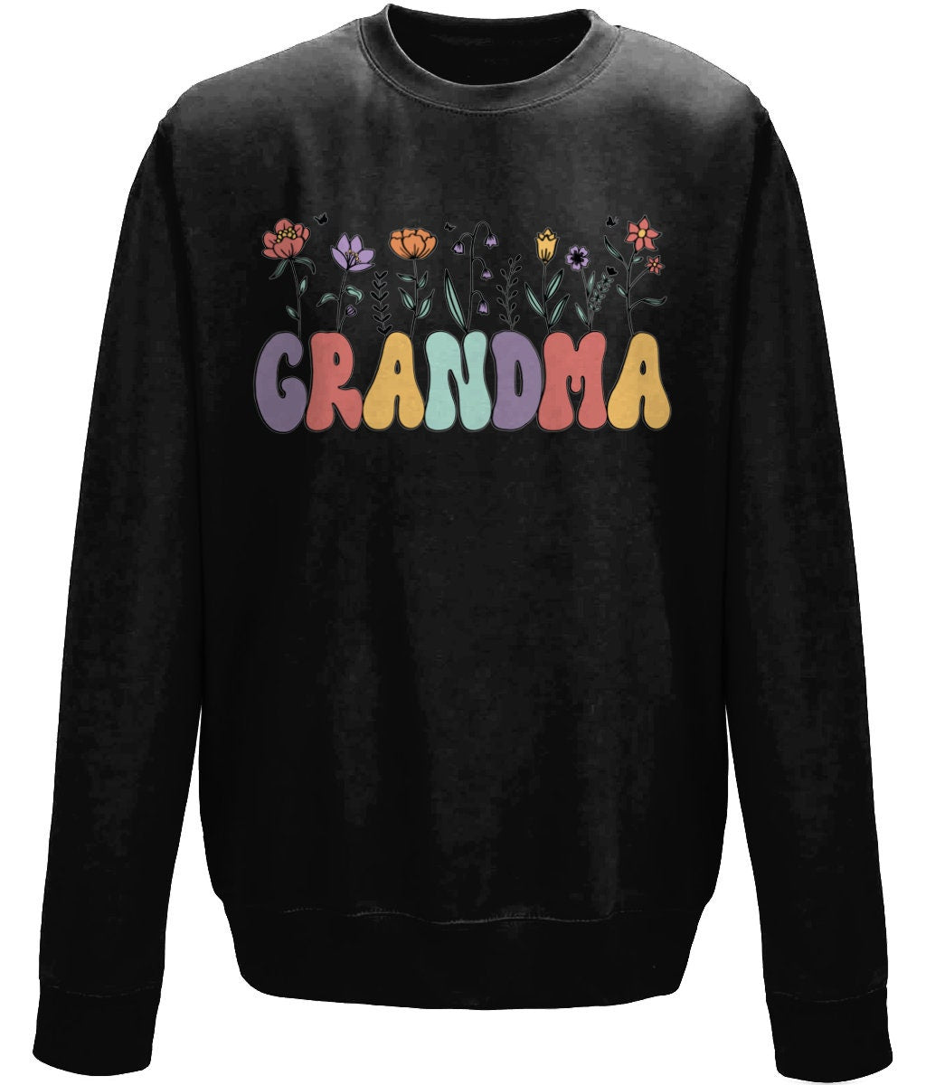 Grandma mother's day sweatshirt - BoundlessLoveStore - X-Small - Deep Black - Custom Mom Sweater - Custom Mum Jumper