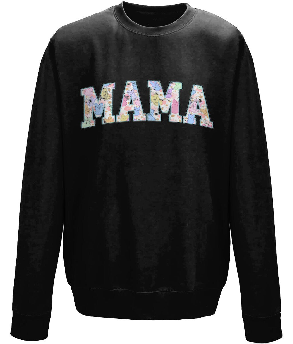 Mama mother's day crew neck sweatshirt - BoundlessLoveStore - X-Small - Deep Black - Custom Mom Sweater - Custom Mum Jumper